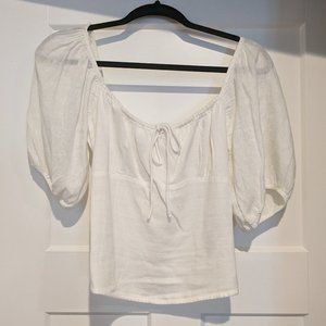 Abercrombie Puff Sleeve White Blouse Sz Small